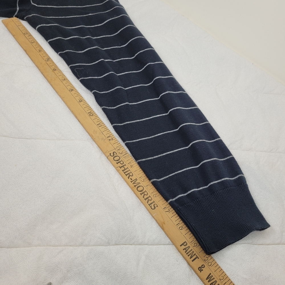 Old Navy Black White Striped Mens V-Neck Cotton Sweater nautical preppy cozy XL - Picture 7 of 10